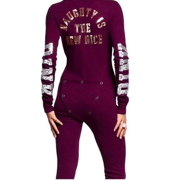 Rare VS Pink Bling Sequin Holiday Onsie Naughty - Picture 4 of 16